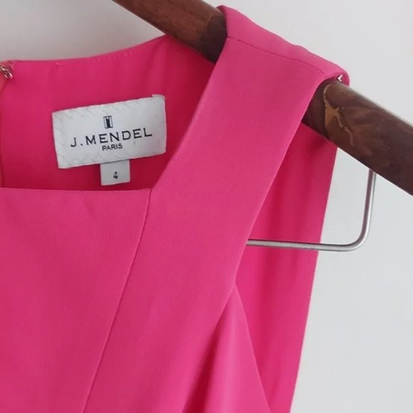 J. Mendel Silk Asymmetric Sleeveless Peplum Dress Pink Size 4 - Picture 4 of 9